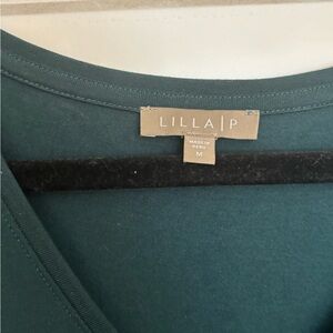 Lilla P Teal V-Neck Knit a symmetrical dress